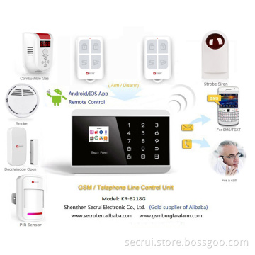 TFT Display Touch Keypads GSM Home Burglar Alarms (KR-8218G)